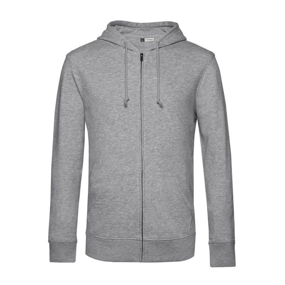 B&C Mens Zipped Hoodie / Heather Grey
